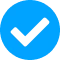 Blue check mark icon on black background